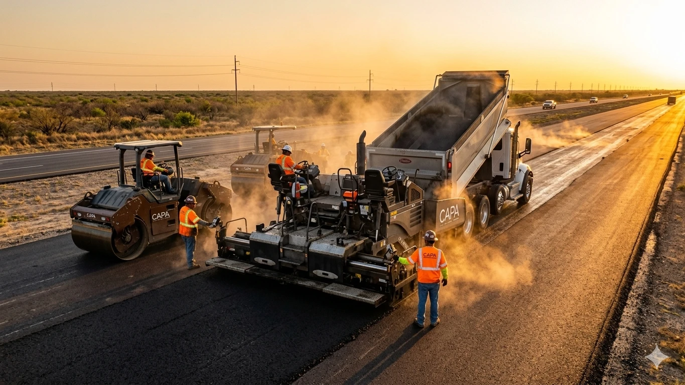 CAPA asphalt paving crew on a highway job