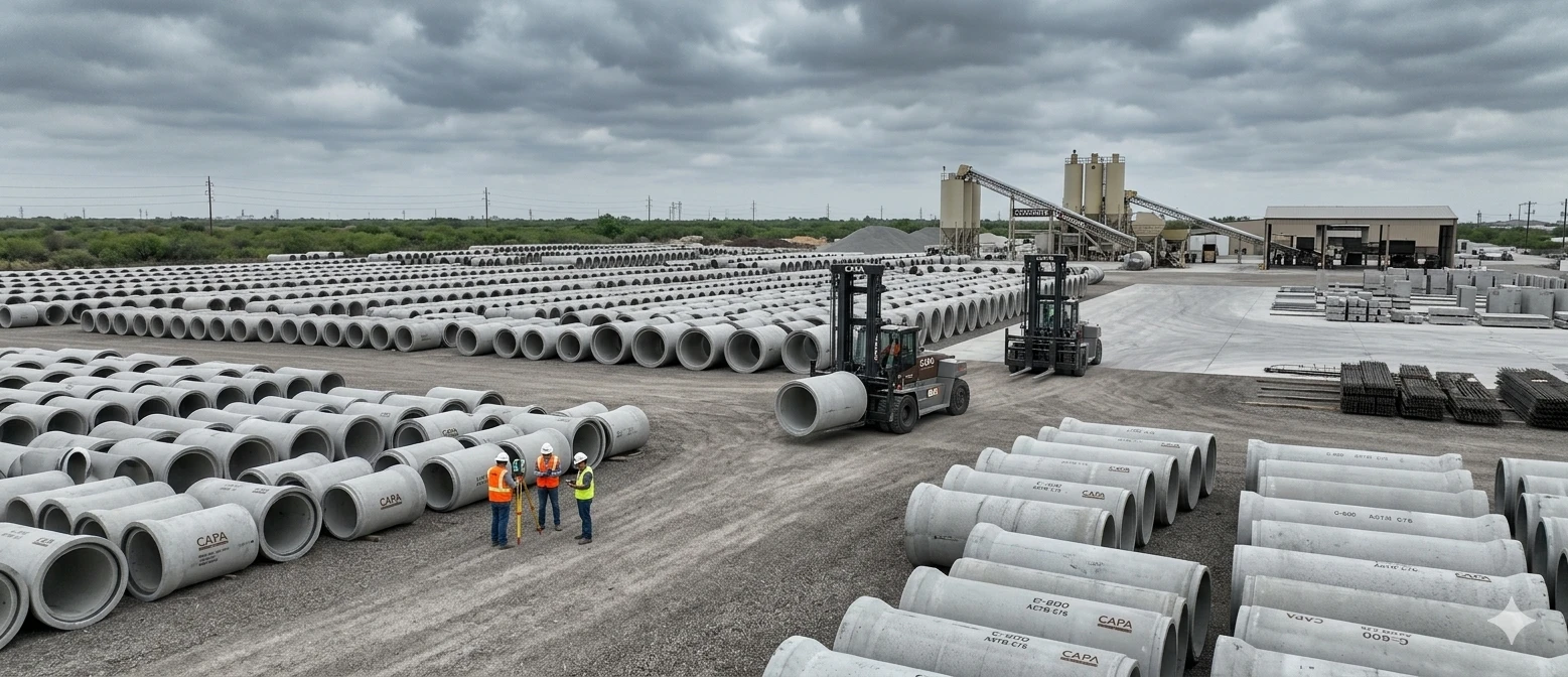 Rows of CAPA reinforced concrete pipe
